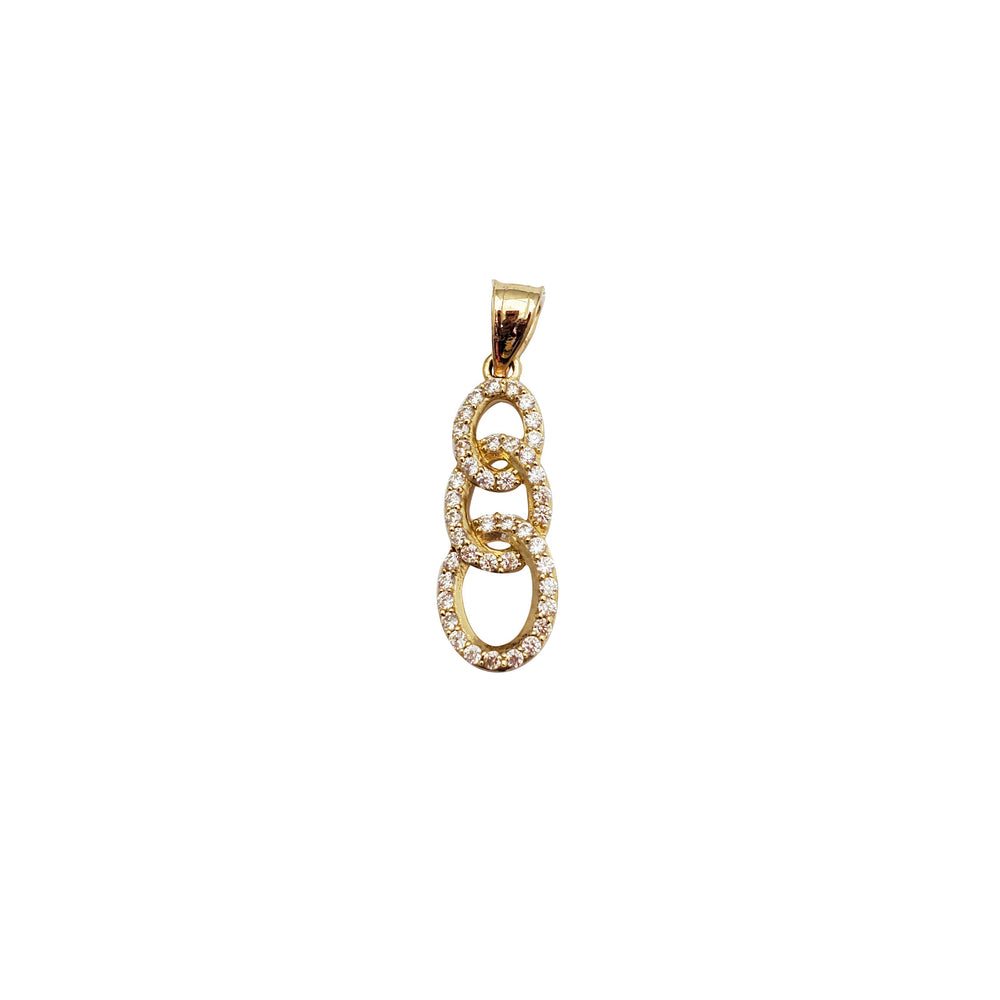 Outlined Triple Oval Shape Pendant (14K)