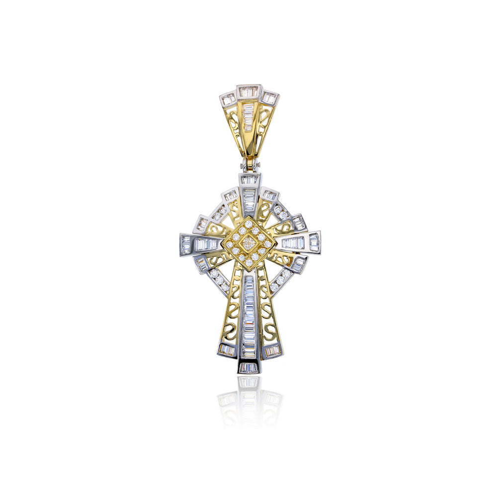 Two-Tone Cross Pendant (14K)