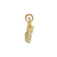 Cat Playing with Yarn in Basket Pendant (14K)