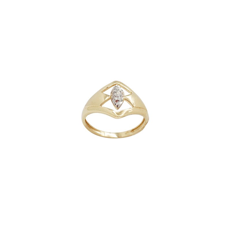 Two-Tone Rhombus  Diamond Cut Lady Ring (14K)