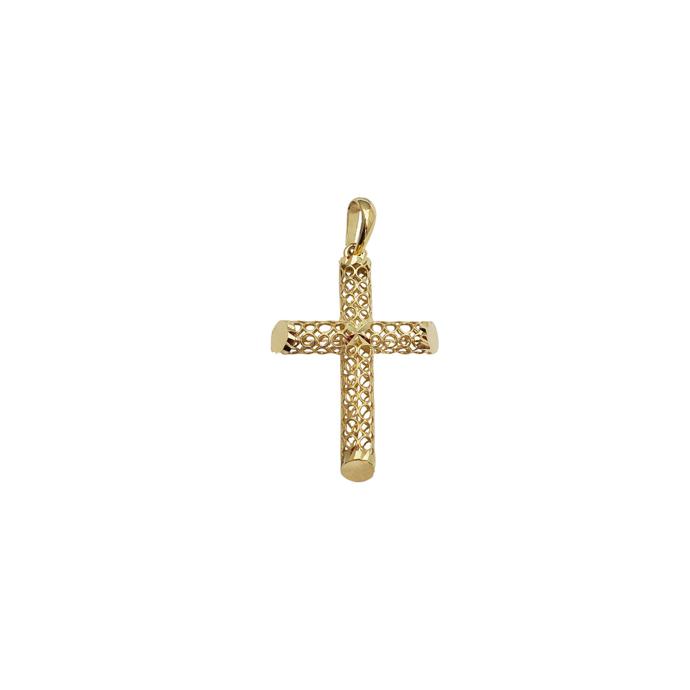 Tube Cross Pendant (14K)