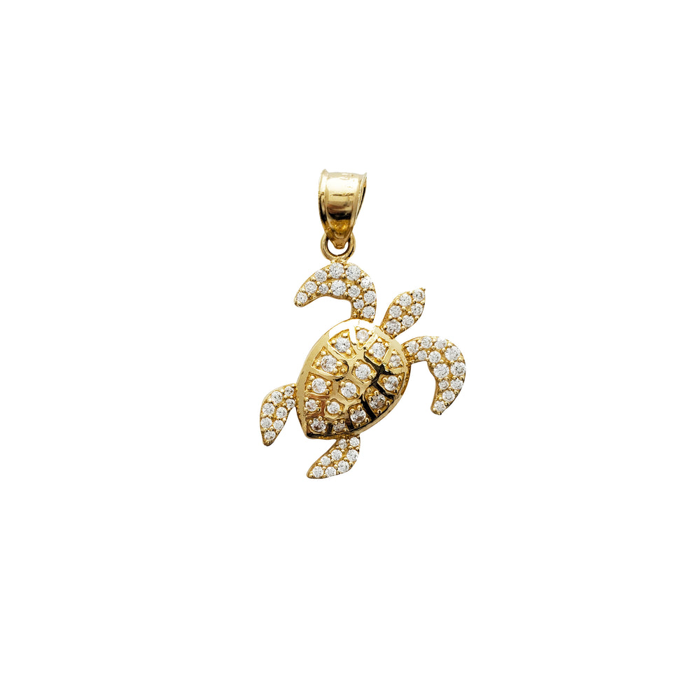 Zirconia Turtle Pendant (14K)