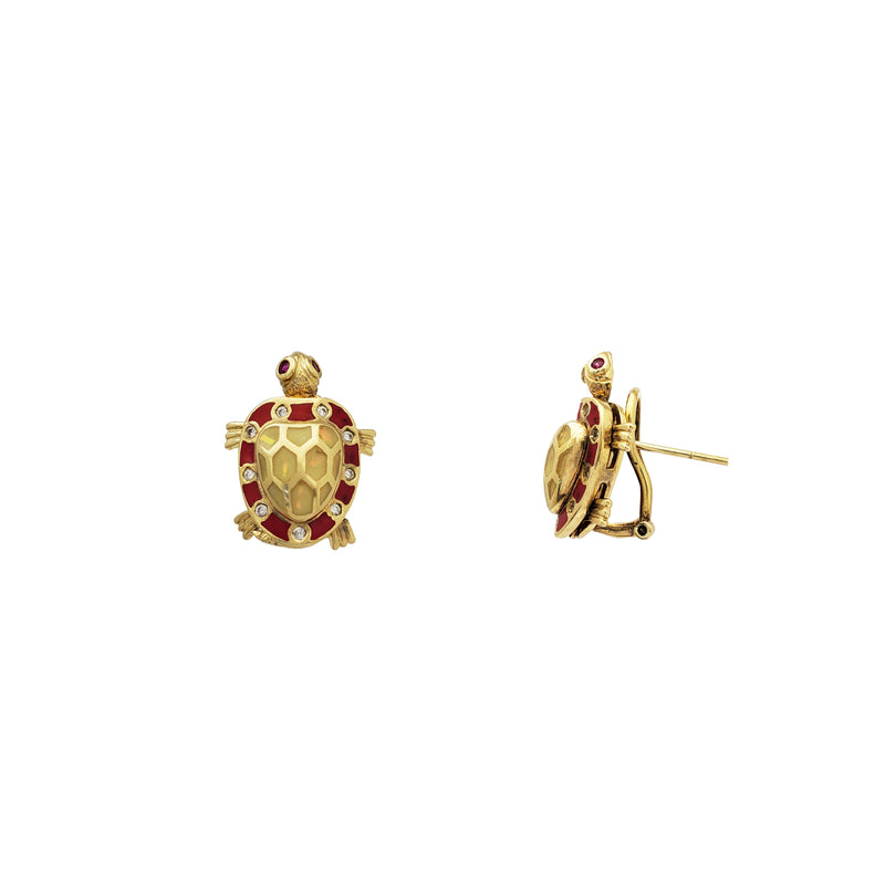 Turtle Omega Back Earrings (14K)