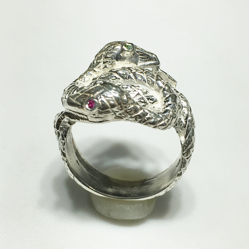 Twin Snake Head Ring (Silver) - Popular Jewelry