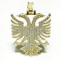 Penjoll d'àguila de dos capçals Iced Out (plata) - Popular Jewelry