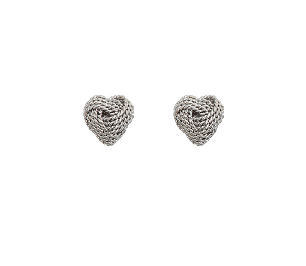 Love Knot Heart Stud Earrings (14K)