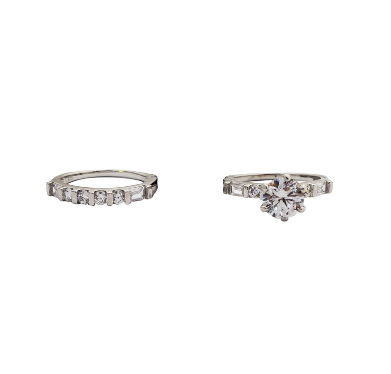 Two Piece Set Engagement Rings (Silver)