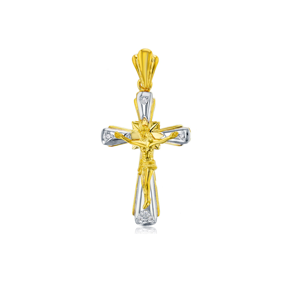 Two-Tone Jesus Cross Pendant (14K)