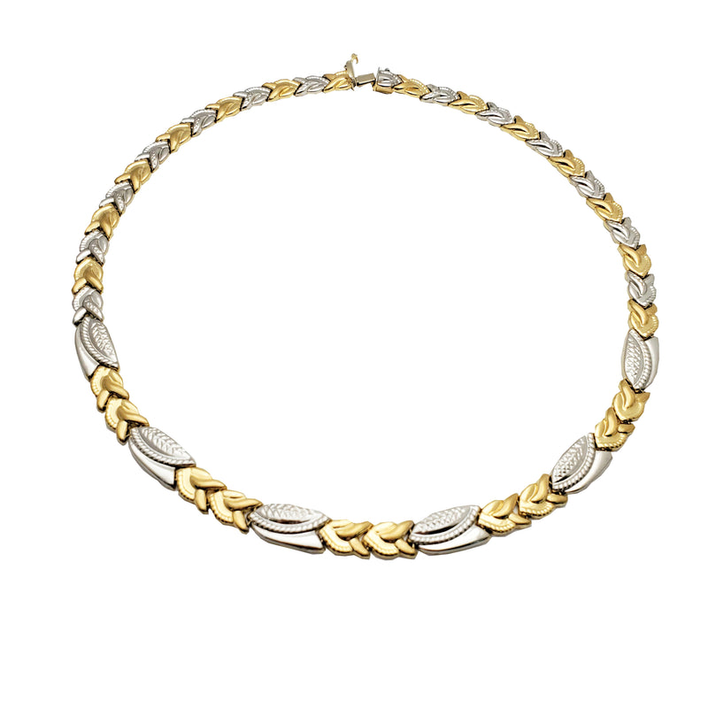 Two-Tone Braided Leaves Necklace (14K)