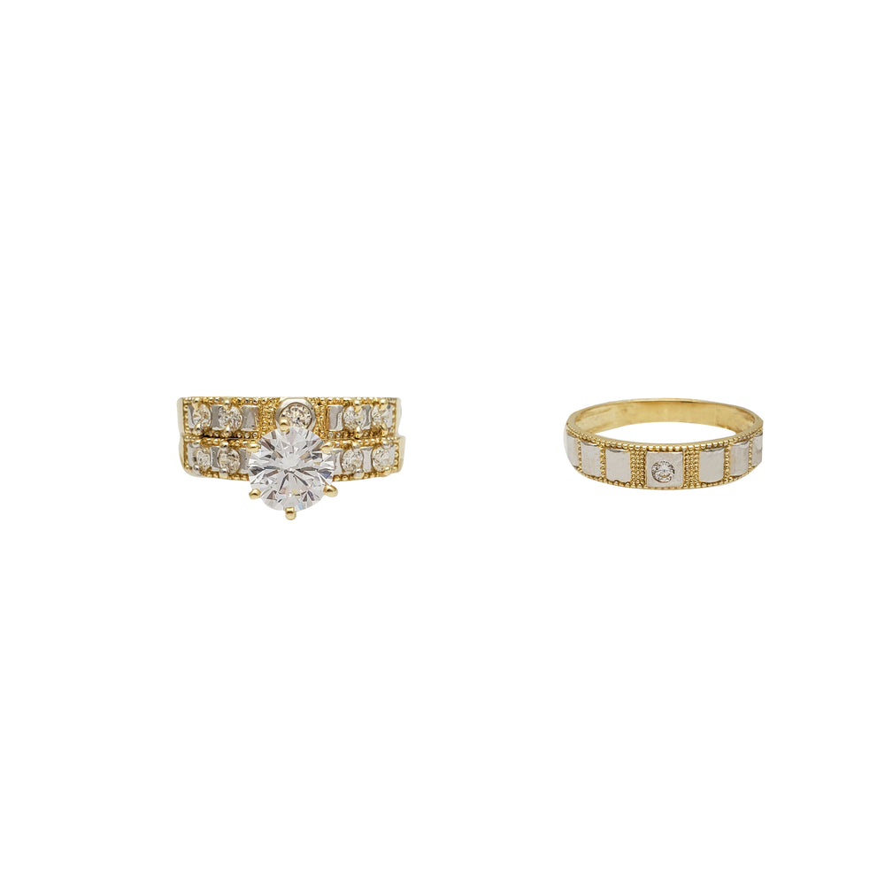 Two-Tone Three-Piece Set Engagement Rings (14K)