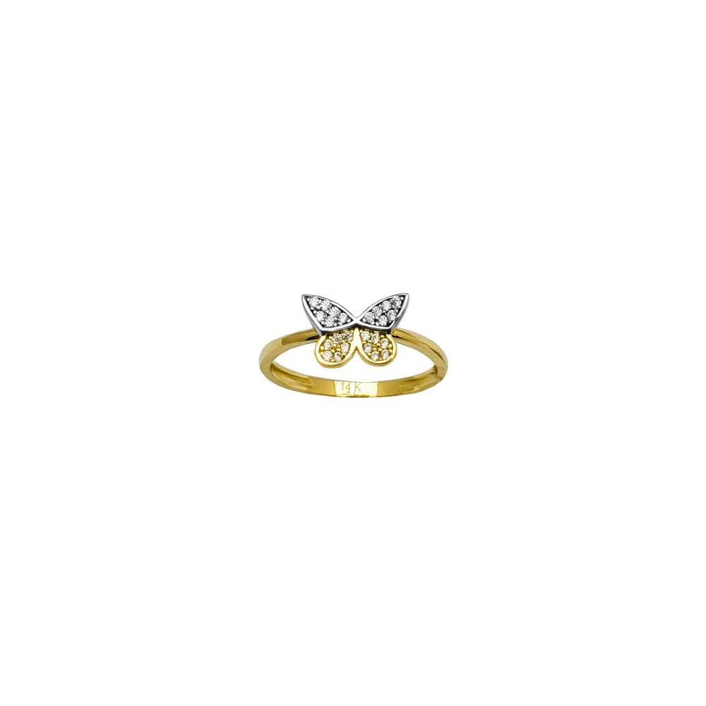 Two-Tone Dainty Butterfly Ring (14K)
