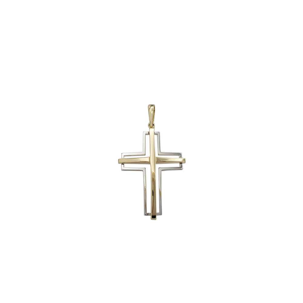 Two Tone Cross Pendant (14K)
