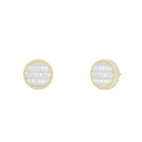 Two Tone Diamond Round & Baguette Earrings (14K)