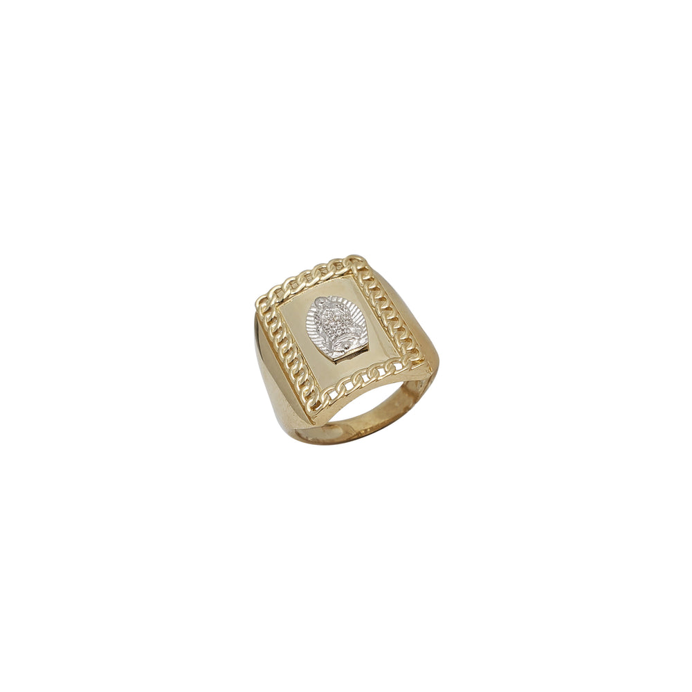 Cuban Link Two Tone Virgin Guadalupe Ring (14K)