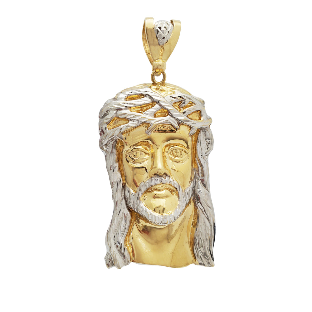 Two Tone Jesus Head Pendant (14K)