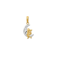 Two Tone Angel and Moon Pendant (14K)