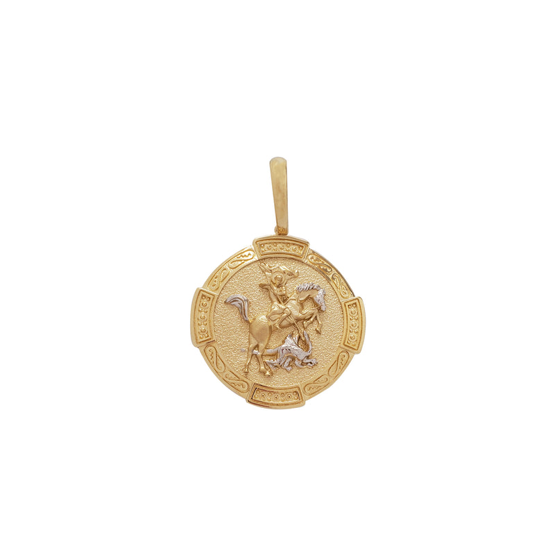 Two Tone Saint George Medallion Pendant (14K)