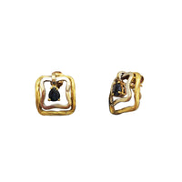 Two Tone Sapphire Stud Earrings (18K)