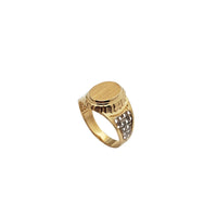 Two-Tone Wicker Oval Signet Ring (14K)
