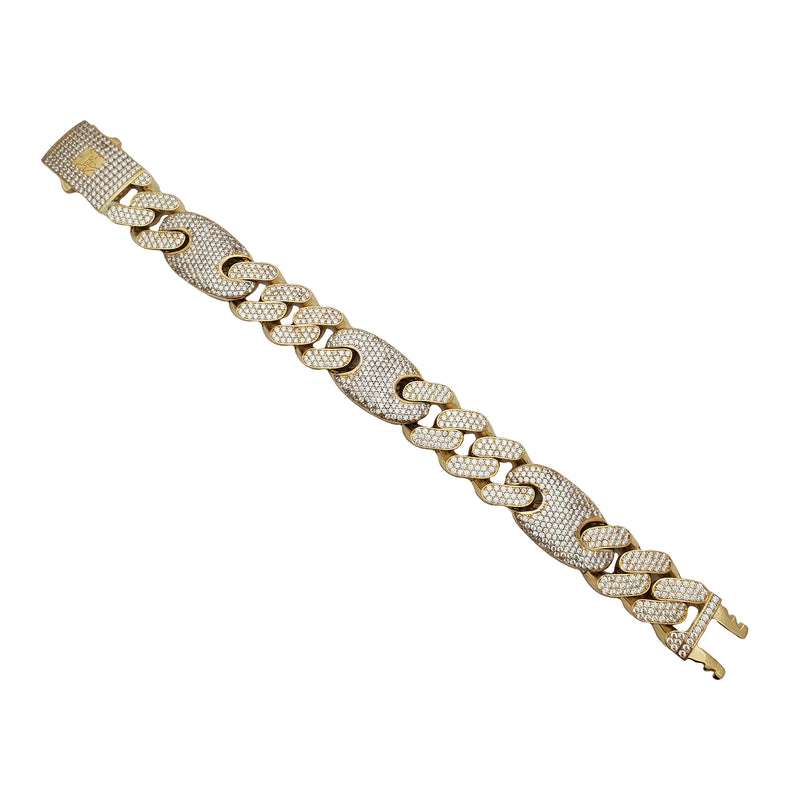 Ultra-Light Iced-Out Figaro Bracelet (14K)