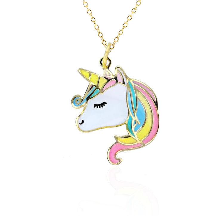 Arabesque Enamel Unicorn Necklace (14K)