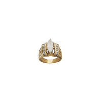 Веренички прстен со дијамантски 6 краци и маркиз и багет (14K)