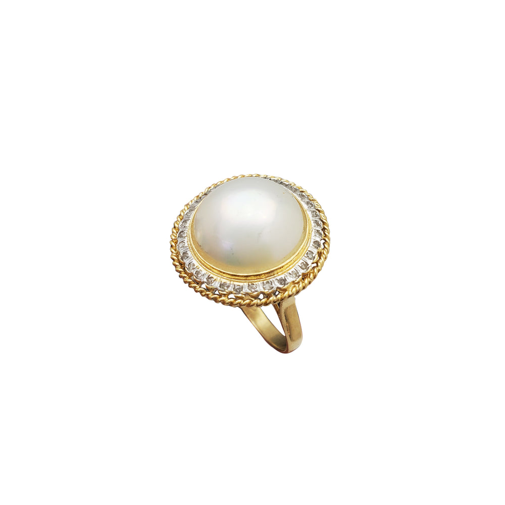 Plate UFO Pearl Diamond Ring (14K)