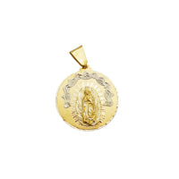 Diamond-Cut Virgin Mary Lady of Guadalupe Circle Medallion Pendant (14K)