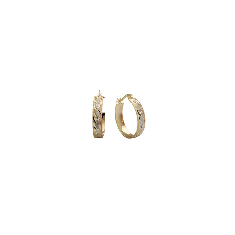 Tricolor Diamond-Cut Hoop Earring (14K)
