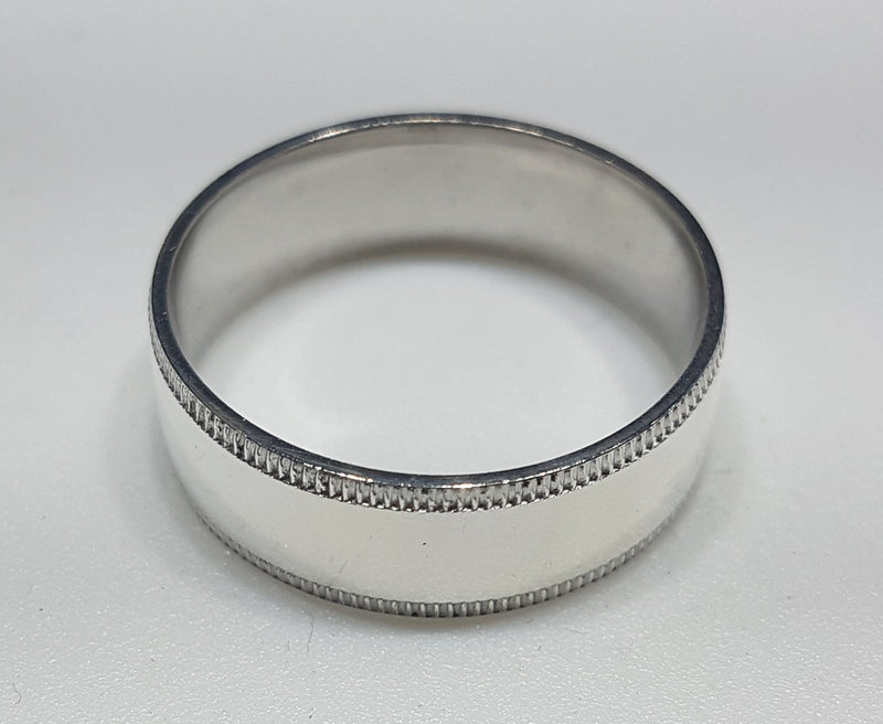 Wedding Band Silver (Etched Edge) - Popular Jewelry