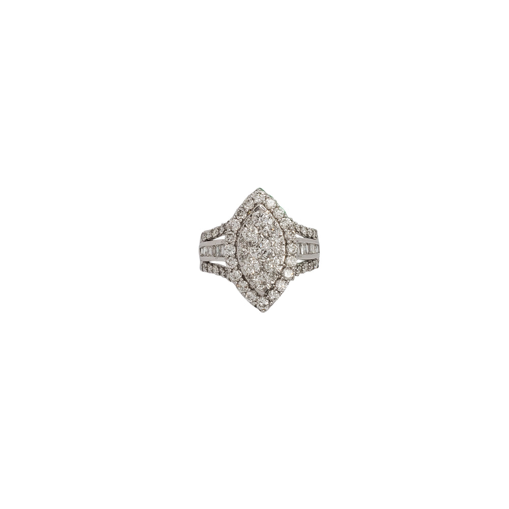 Diamond Iced-Out Marquise Cluster Ring (14K)