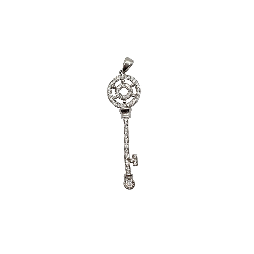Ship's Wheel Design Key Pendant (Silver)