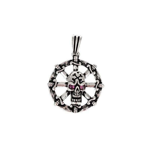 Wheel Skull Pendant (Silver)