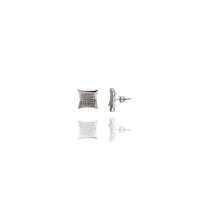 Concave Square Diamond Stud Earrings (14K)