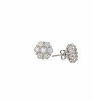 Honeycomb Cluster Cubic Zirconia Stud Earring (Silver)