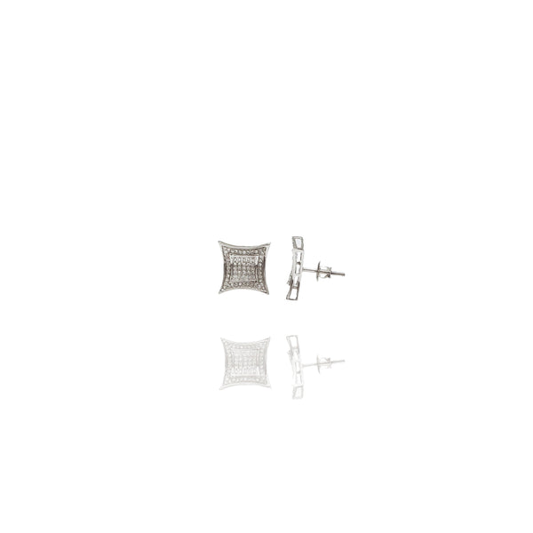 Concave Square Diamond Stud Earrings (14K)