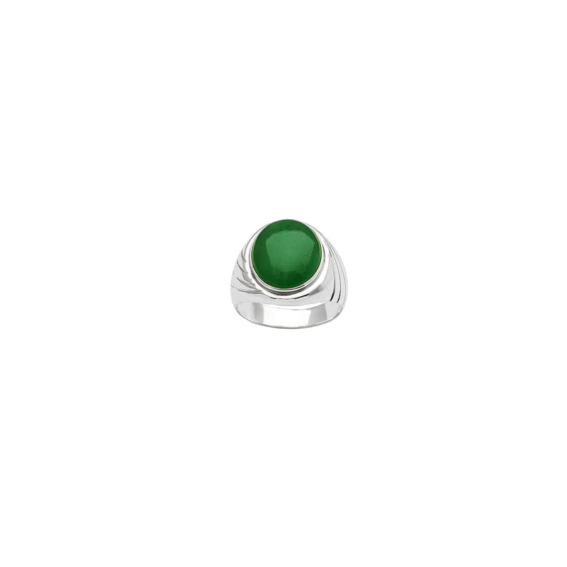 Yellow Gold Oval Shape Jade Ring (18K)