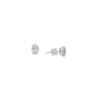 Zirconia Oval Solitaire Stud Earrings (14K)