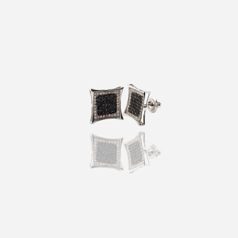Diamond Monochrome Concave Square Stud Earrings