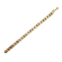 Tricolor X Design Fancy Bracelet (14K).