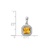 Cubic Zirconia Birth Stone Square Pendant (Silver)