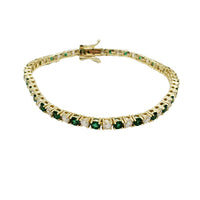 Green & White Tennis Bracelet (Silver)