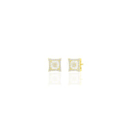 Diamond Concave Baguette Stud Earrings (14K)