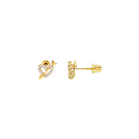 Cupid Heart Stud Earrings (14K Gold)