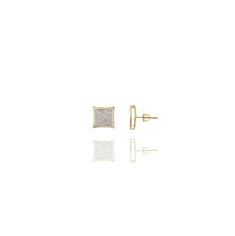 Yellow Gold Micro Pave Diamond Stud Earrings (14K)