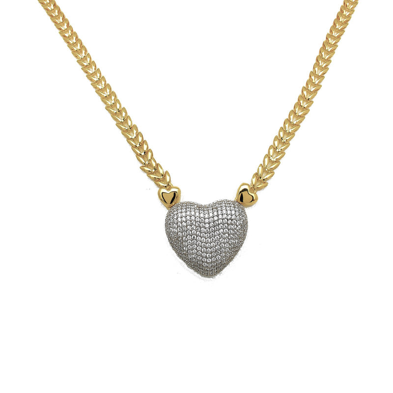Yellow Gold Fancy Heart Necklace (14K)