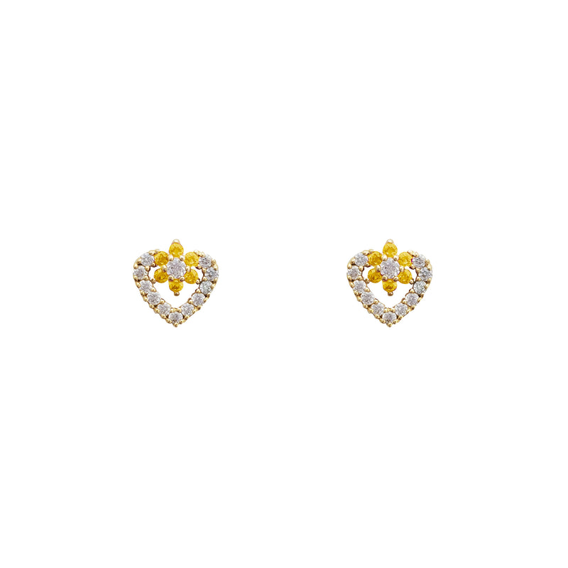 Open Heart with the Flower Stud Earrings (14K) – Popular J
