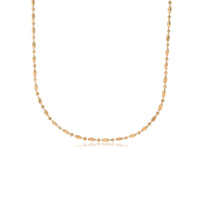 Rose Gold Moon Cut Rice Bead Chain (14K)