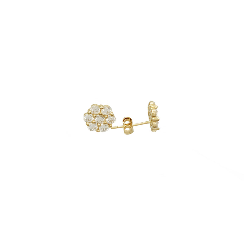 Zirconia Honeycomb Stud Earrings (14K)