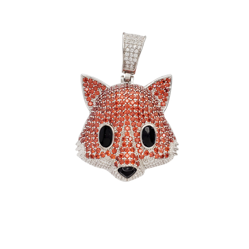 Iced-Out Fox Head Pendant (Silver)